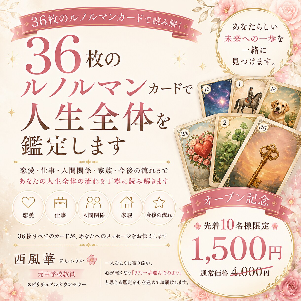 36枚のルノルマンで人生全体を鑑定します 自分らしい未来への一歩を応援します イメージ1