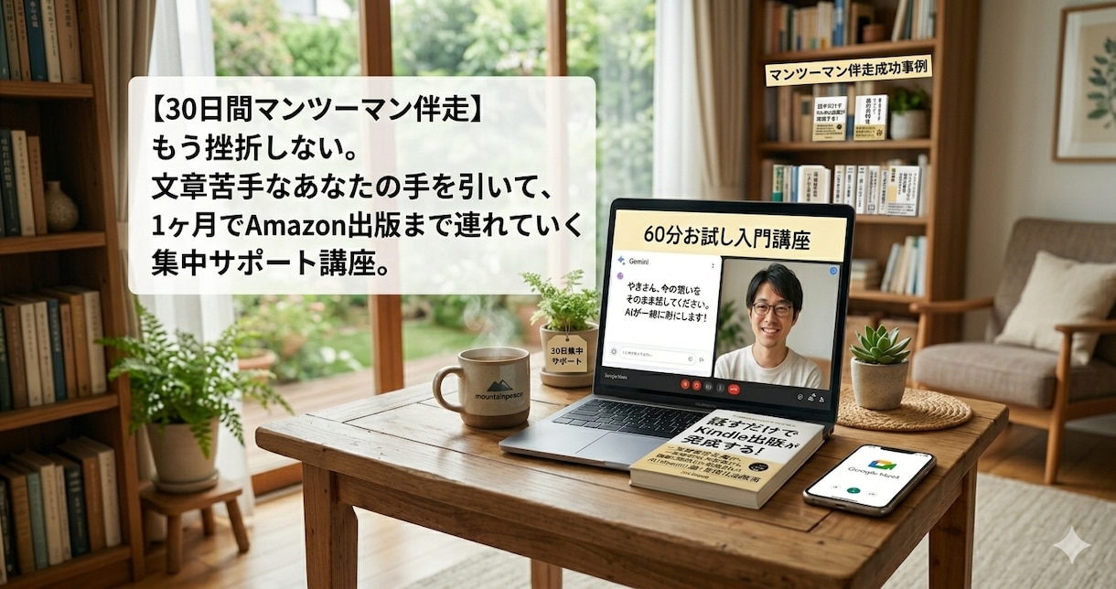 文章苦手でも安心！30日で電子書籍サポートし⁠ます 個別ビデオ通話サポートあり！あなたの一冊を届ける伴走サポート イメージ1