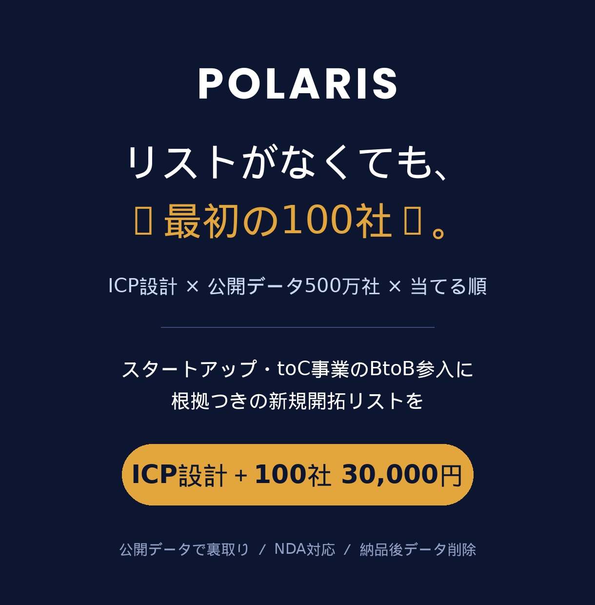 ゼロから新規開拓の“最初の100社”を作ります ICP設計×公開データで“当てる順”の営業リストを納品 イメージ1