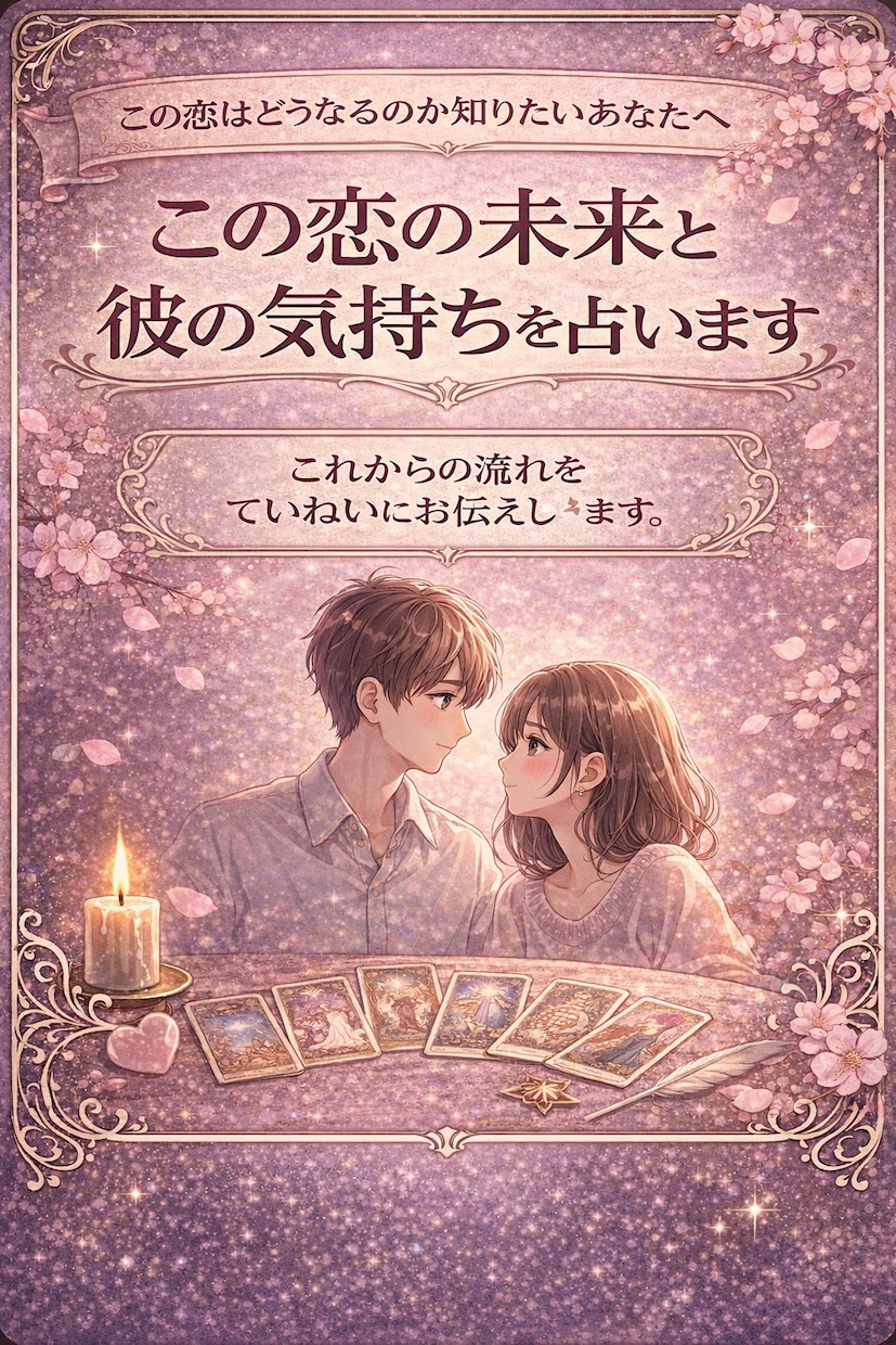 この恋の未来と彼の気持ちをていねいに占います この恋は進展するのか。 彼の本音や流れを丁寧に読み解きます。 イメージ1