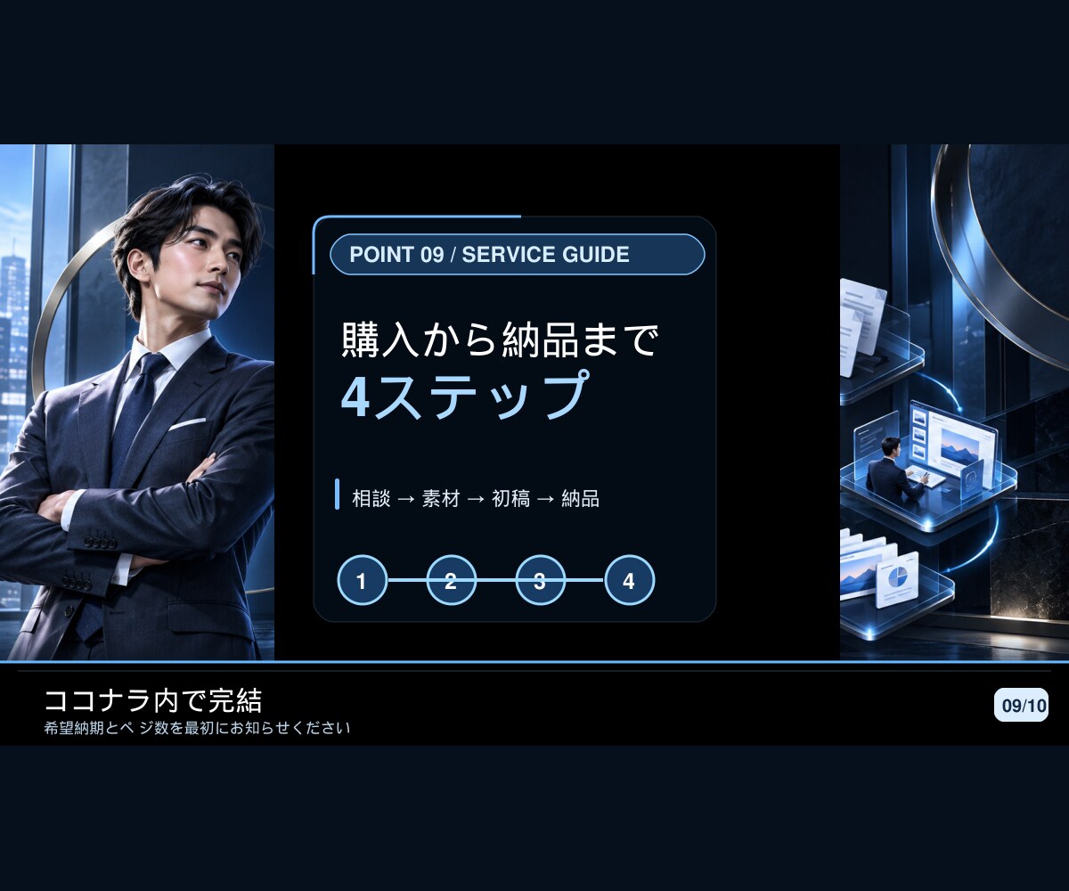 どんな事業のスライド・サービス紹介資料も作成します 表紙込み5ページ。事業の魅力を見やすい資料に イメージ9