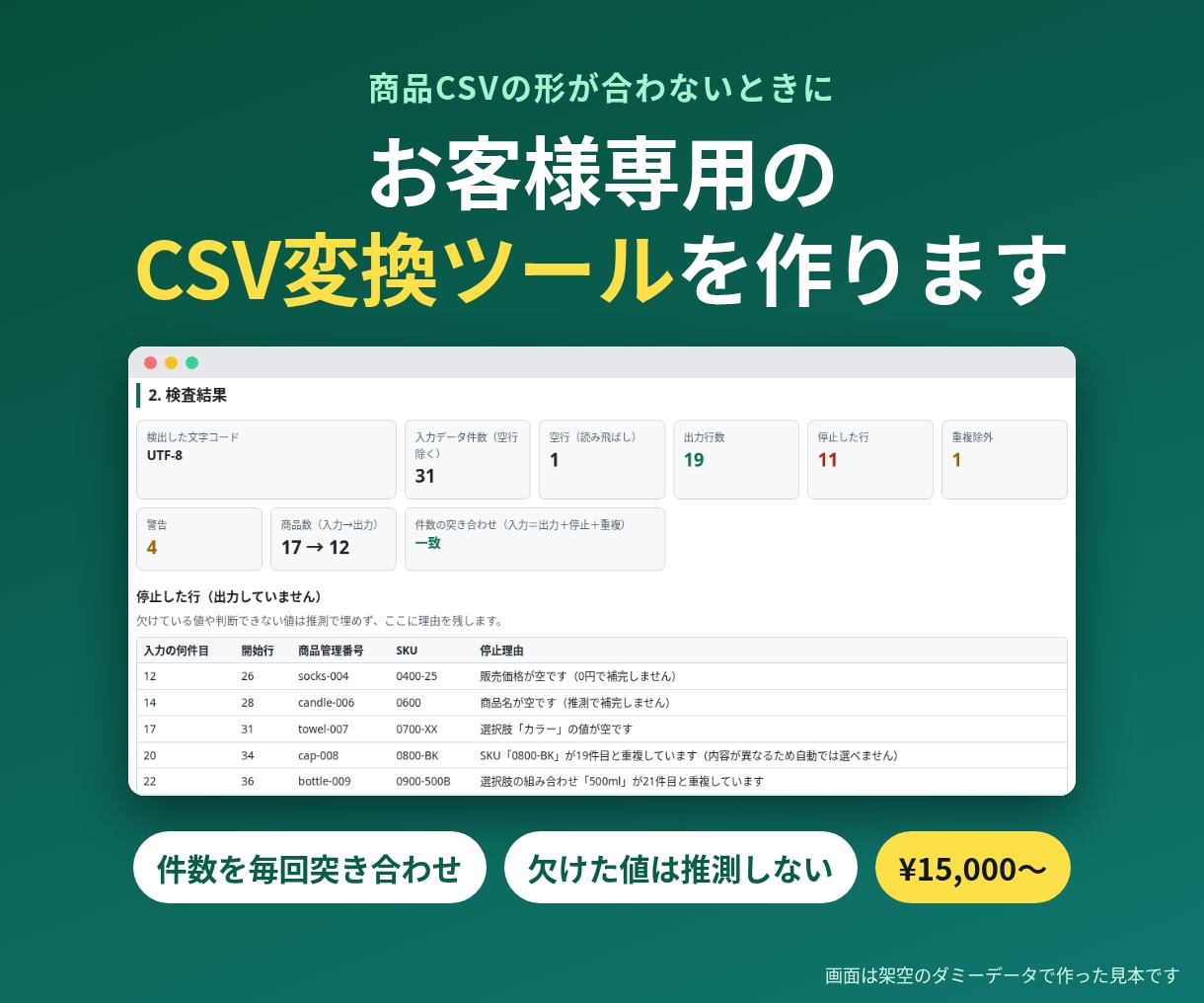 お客様専用のCSV変換ツールを作ります 仕様は購入前に1枚で確認。やり取りは文字だけ イメージ1