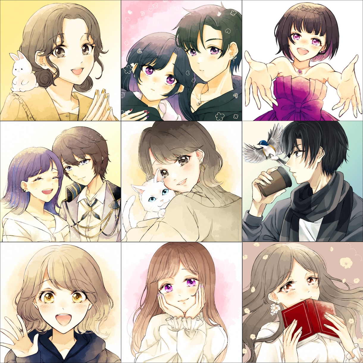 アイコン、ヘッダー、イラスト描かせていただきます 水彩風の柔らかなイラストをお届けいたします イメージ5