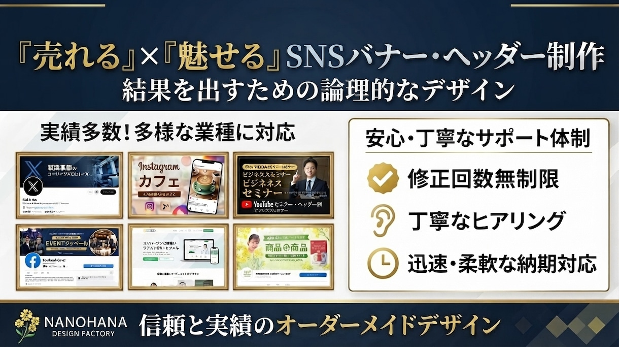 目を引くバナー・ヘッダーデザイン作成します SNS集客を加速する洗練されたデザインをお届けします イメージ1
