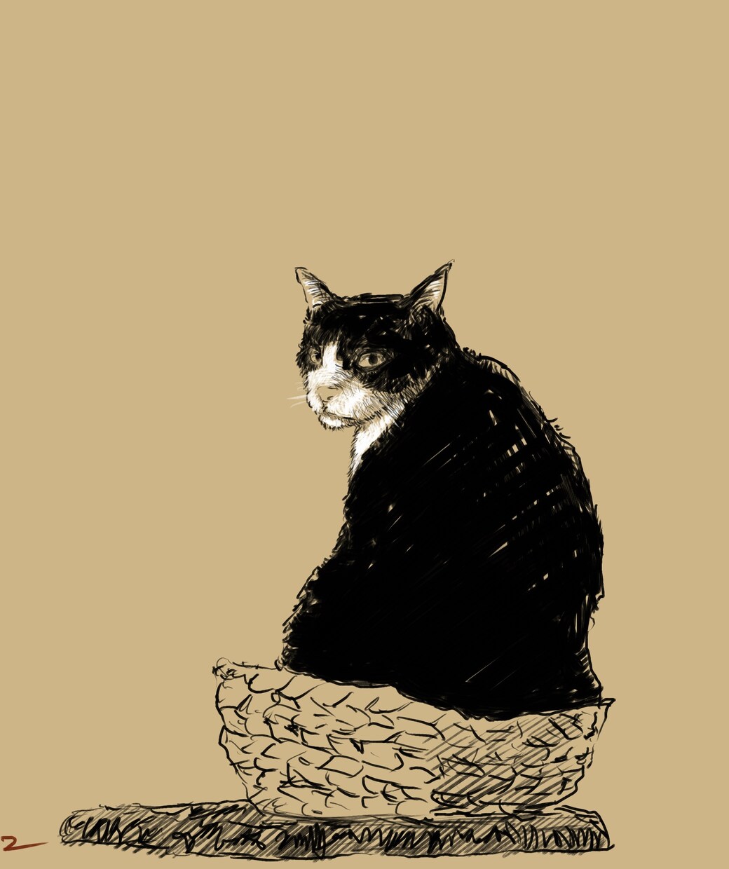 ペットのデータ画像をタブレット端末で手描きします ラフな鉛筆画風のスケッチに仕上げます。 イメージ5