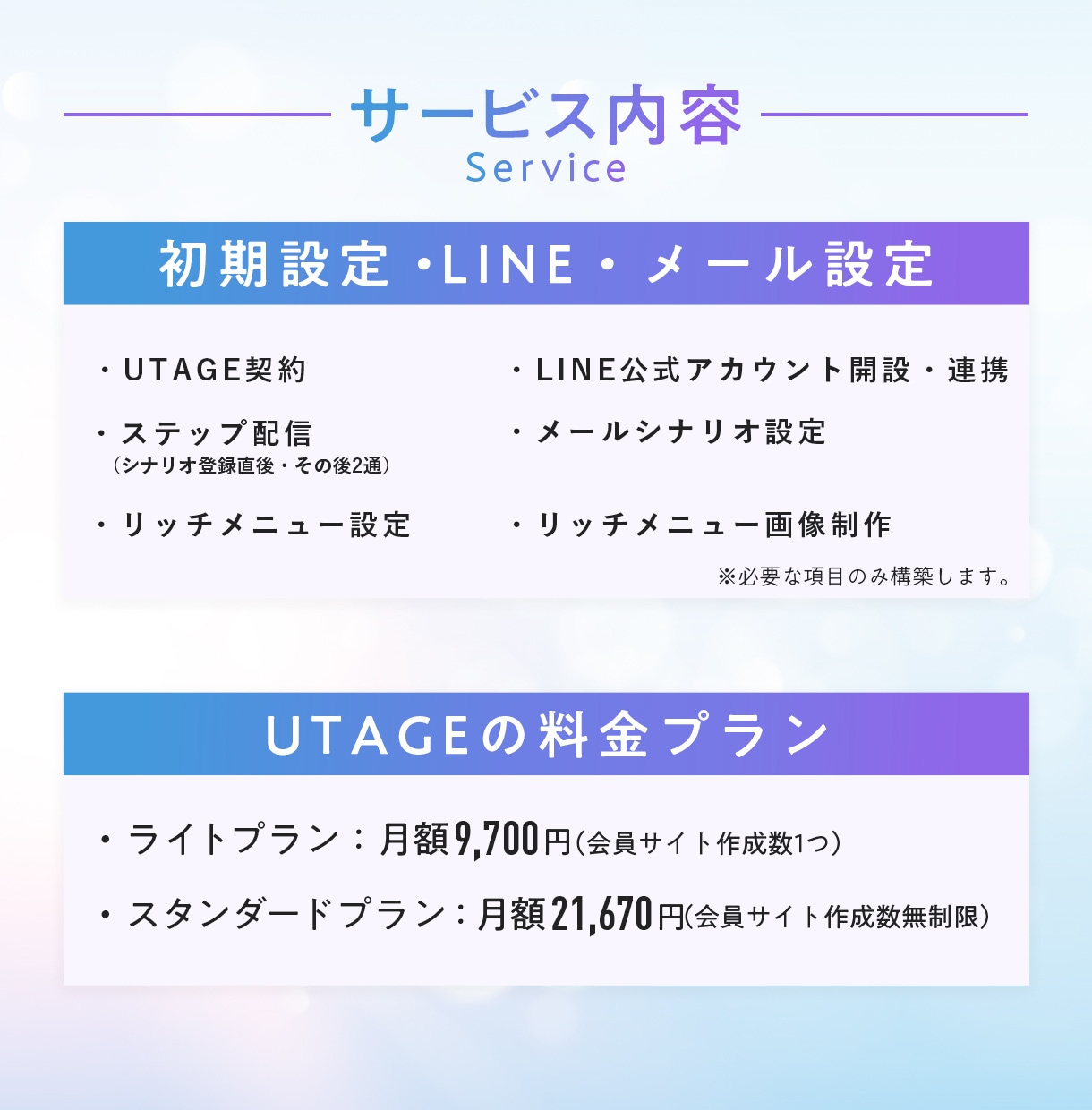 スタート価格＊UTAGE構築代行します UTAGE設定の相談から設定まで代行します！ イメージ4