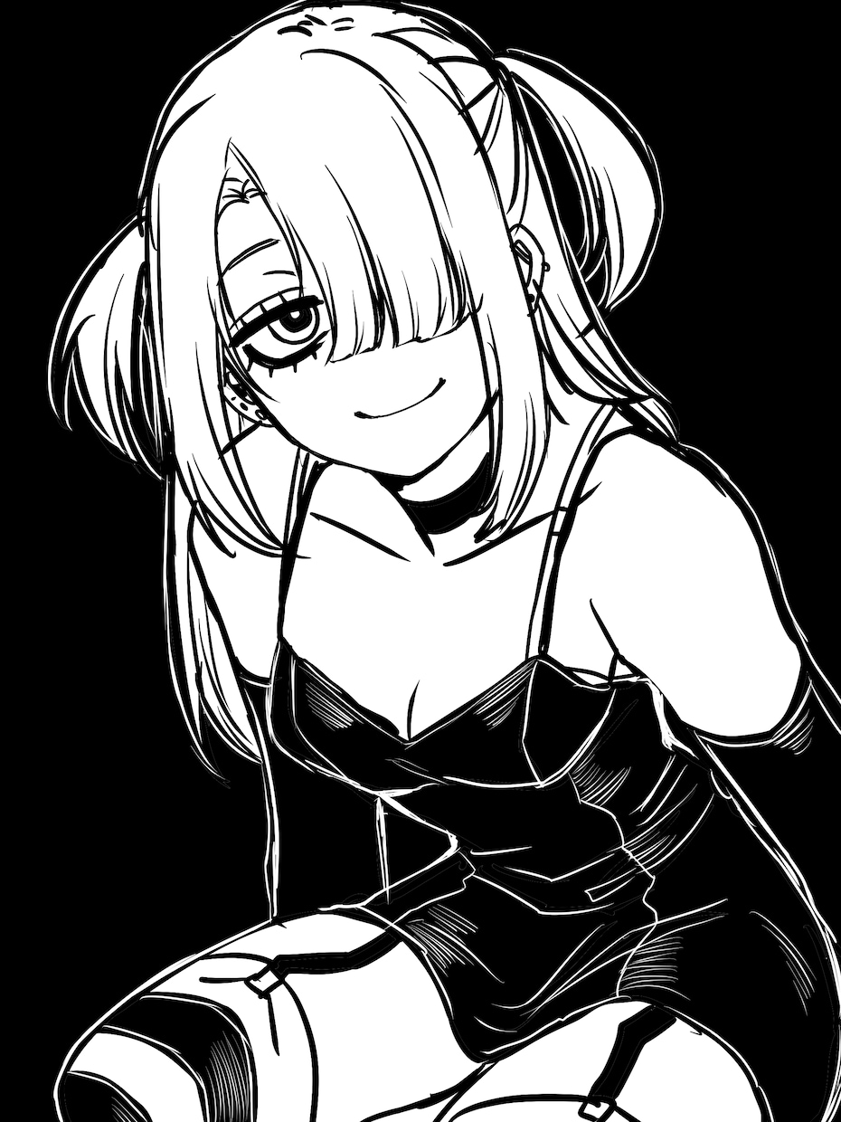 2000円で白黒イラスト描きます 安価でイラスト作成します！モノクロオリキャライラスト！ イメージ2