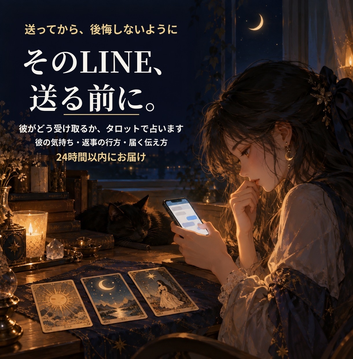 そのLINE、送る前に彼の受け取り方を占います 送ってから後悔しないように。男目線とタロットで イメージ1