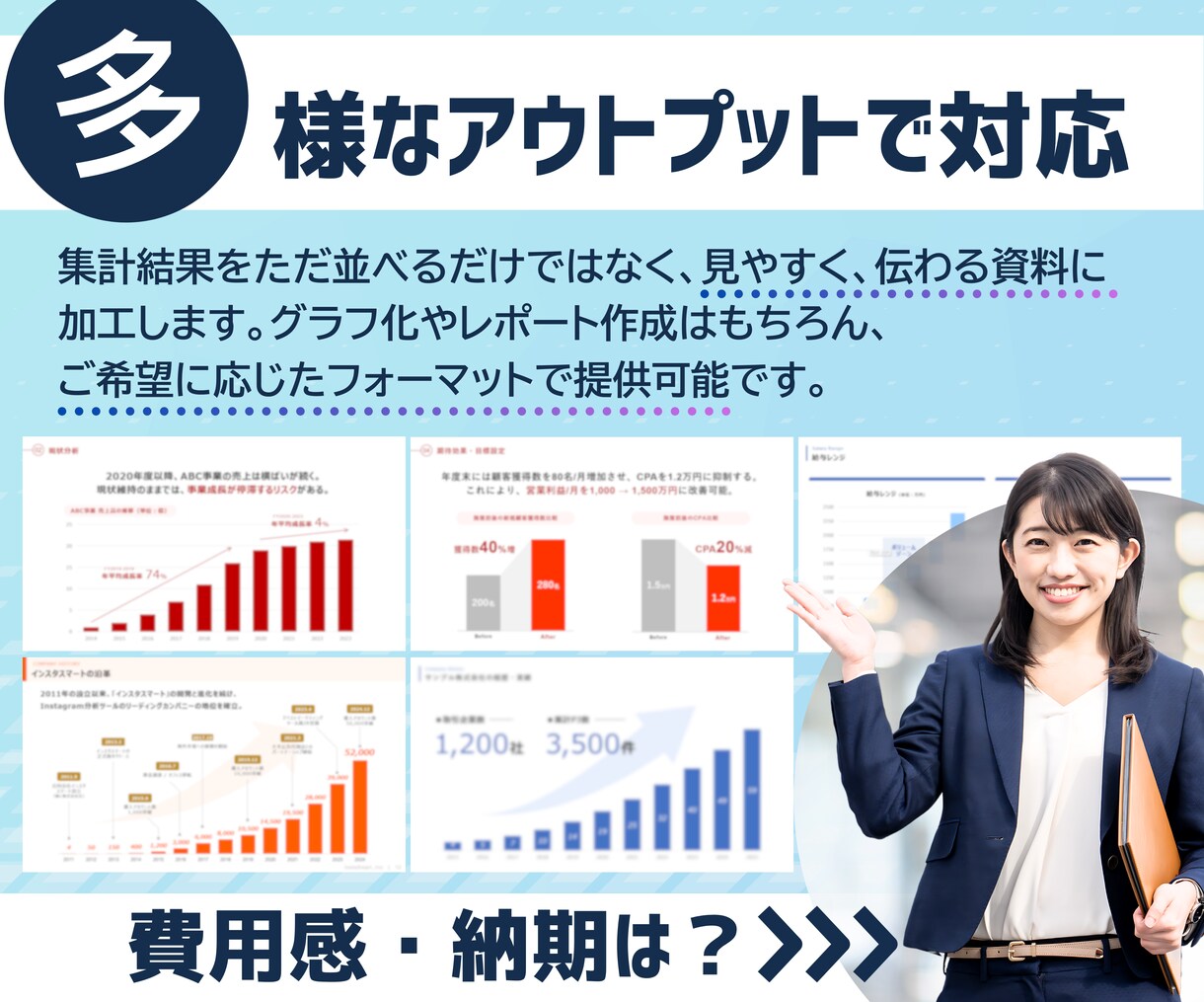 アンケートデータの資料化・グラフ化を承ります 調査データを可視化した説得力のある資料を作成いたします！ イメージ3