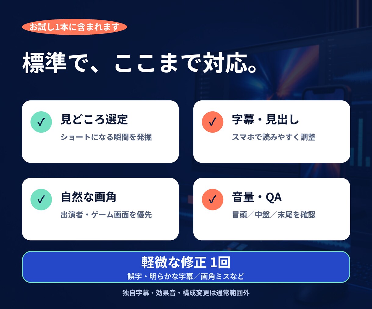 配信URLから見どころを選び1本作ります まずは1本、通常24〜48時間で初稿をお渡し イメージ5