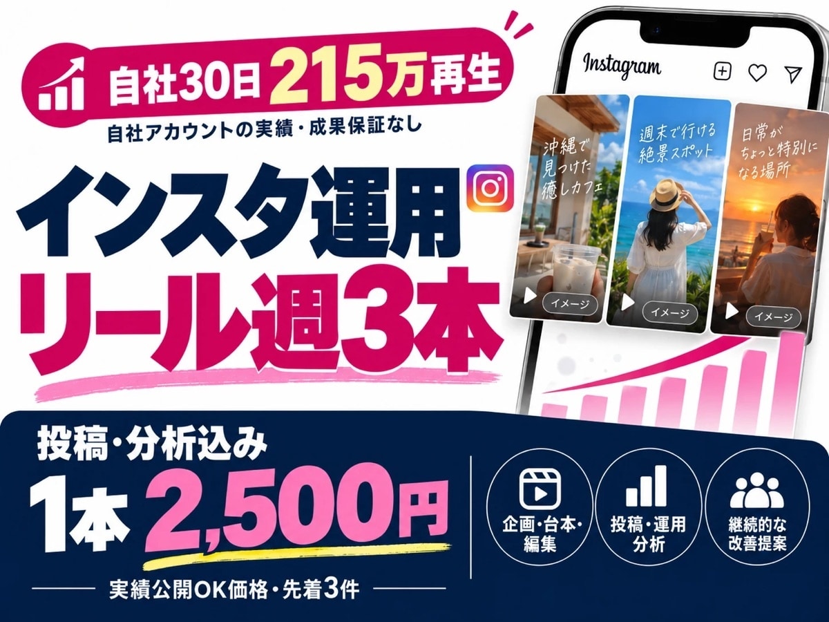 AIショートドラマでインスタ運用を代行します 投稿・分析込み1本2,500円｜215万再生 イメージ1