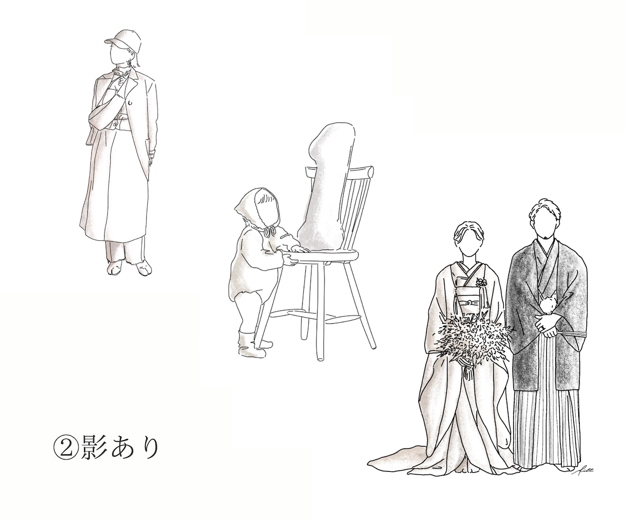 シンプルで温かみのあるウエディングイラスト描きます サンクスタグ等のペーパーアイテムに最適◎ イメージ3