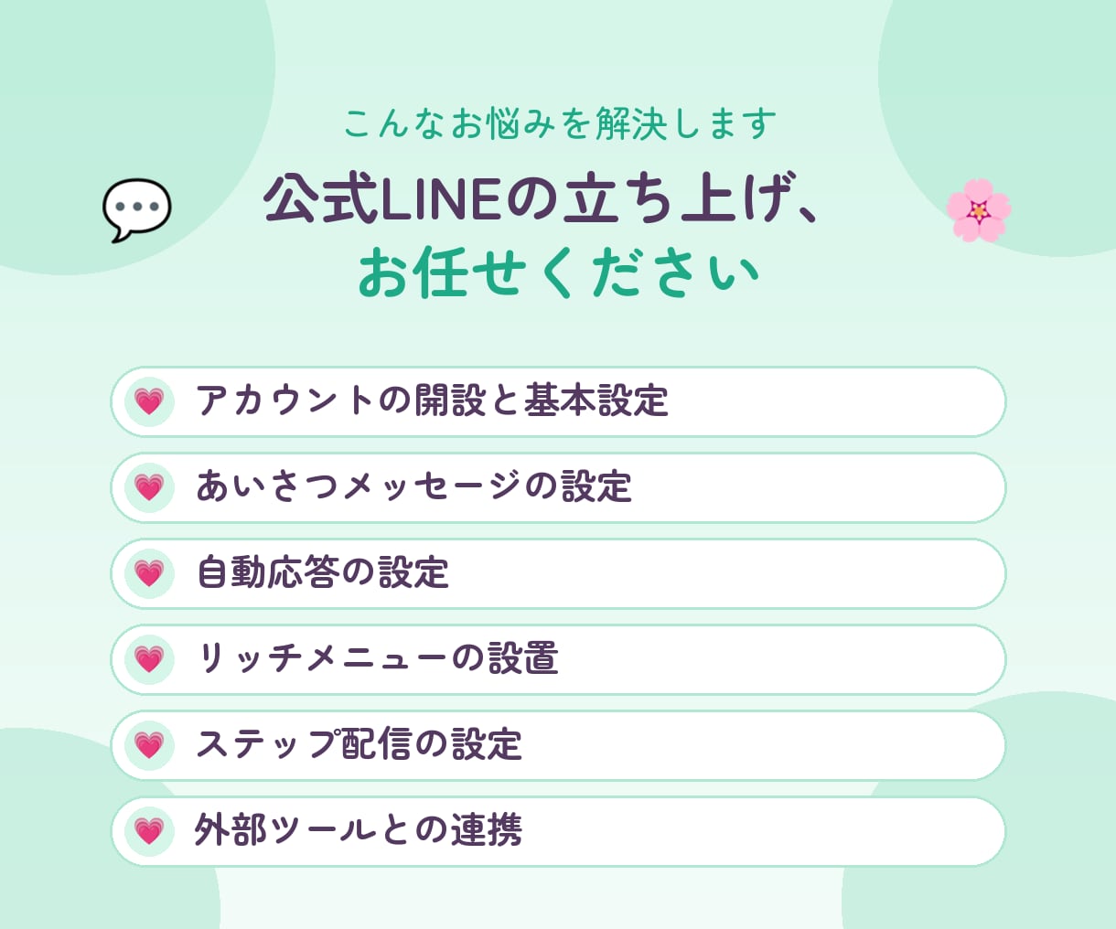 LINE公式の開設と初期設定を代行します 開設から自動応答・リッチメニューまで。土日祝も対応 イメージ2