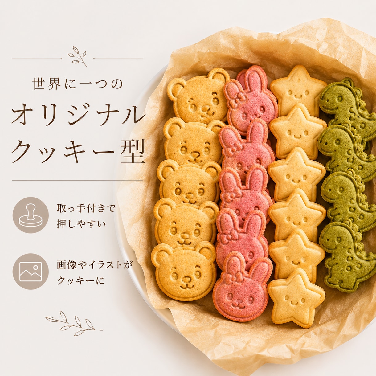 写真・手描き・ロゴからオリジナルクッキー型作ります 取手付きで押しやすい｜1個から・3D設計・送料無料 イメージ1