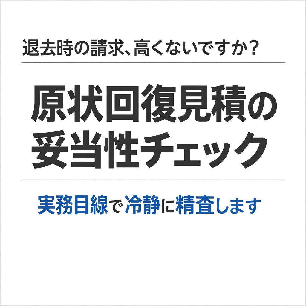 原状回復見積を不動産実務目線で妥当性チェックします 大家で不動産屋でもあるので、双方目線でのチェックが可能です。 イメージ1