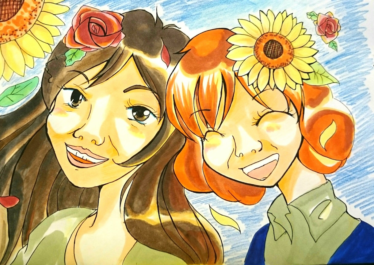 写真から似顔絵イラスト描きます ウェルカムボードや誕生日などの記念日におすすめ イメージ3