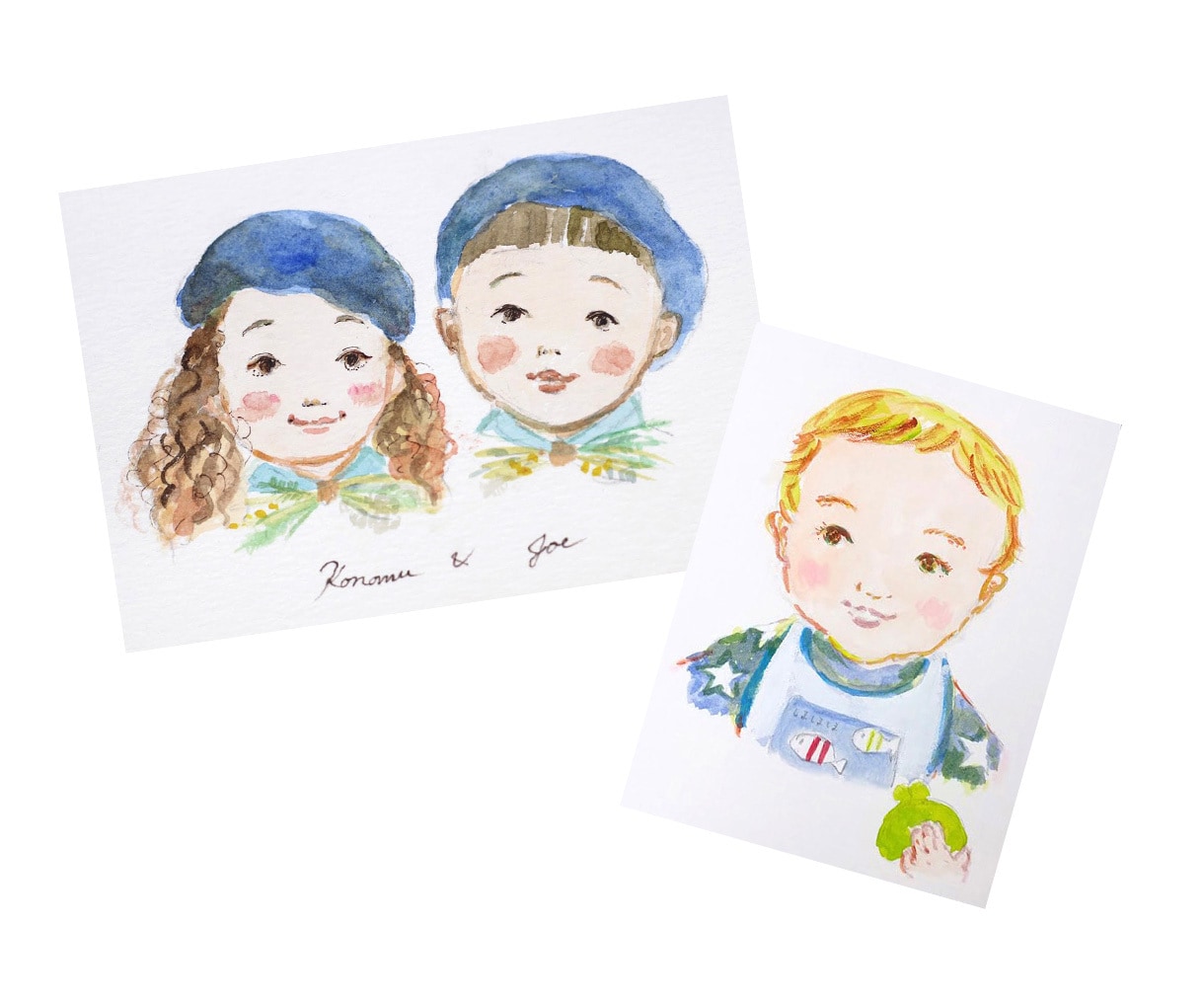 おしゃれな水彩の似顔絵 描きます 透明水彩絵の具で描く柔らかく温かい雰囲気の似顔絵です イメージ2