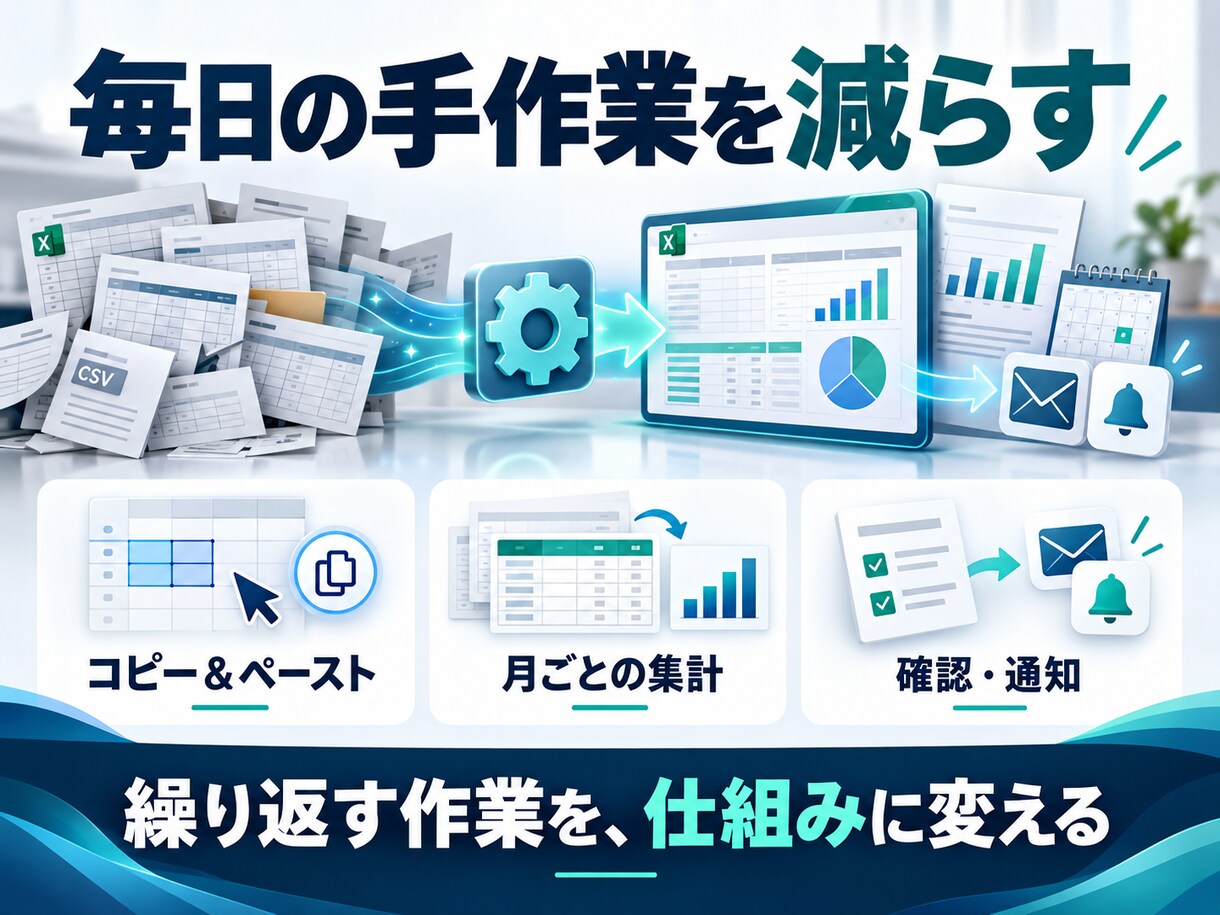 GASで転記・集計・通知を自動化します 毎日の手作業を減らしたい方へ、丁寧にご相談 イメージ3