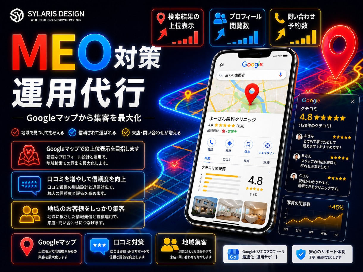 MEO対策・Googleマップ集客をサポートします Googleマップ上位表示・口コミ対策・地域集客に対応 イメージ1