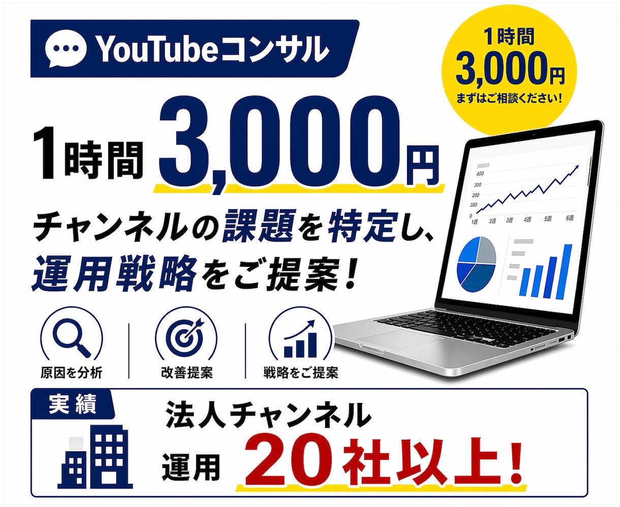 YouTube運用課題を特定改善します 伸びない原因を特定し改善戦略まで設計 イメージ1