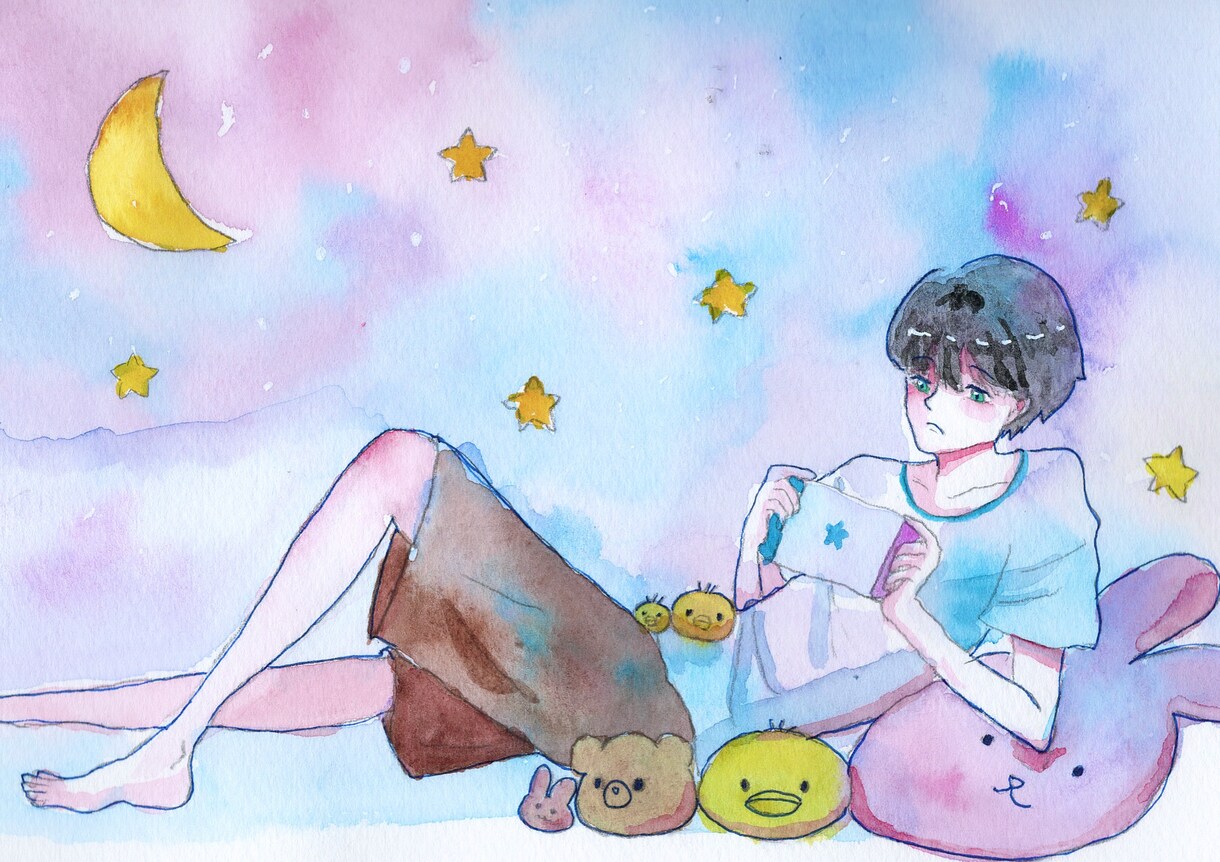 水彩絵の具で独特なイラストをお描きします 男女どちらも可！アイコン、サムネ、挿絵などイラスト全般 イメージ6