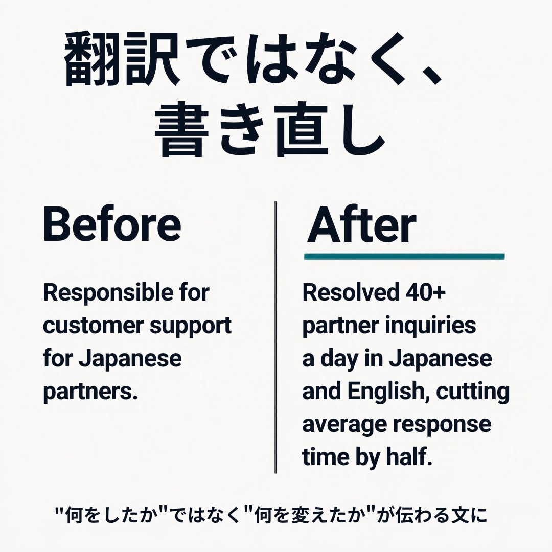 英文レジュメ添削｜外資系転職向けに直します Apple・Booking.com出身の帰国子女が添削 イメージ2