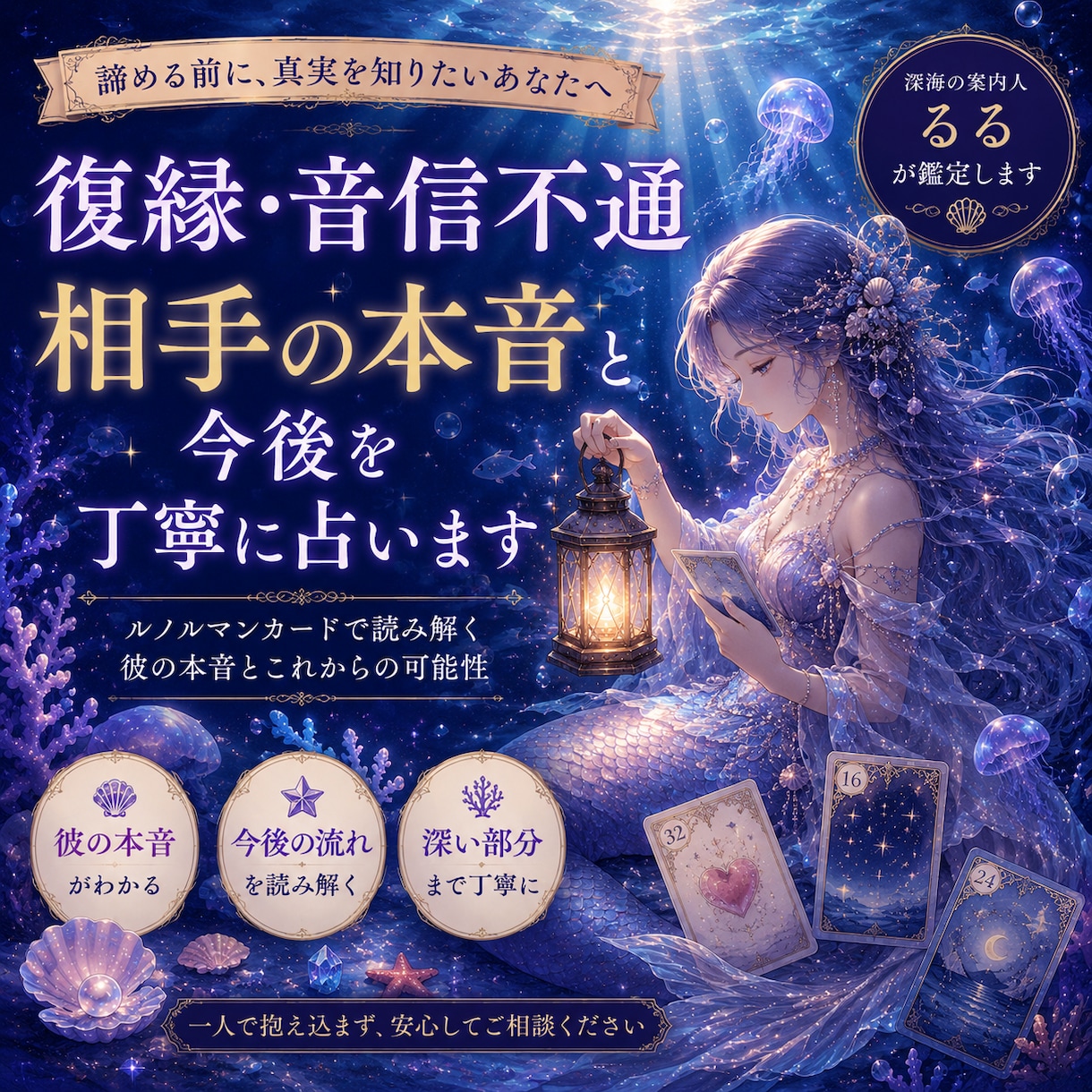 復縁・音信不通｜相手の本音と今後を占います 相手の本音と復縁の可能性を読み解きます イメージ1