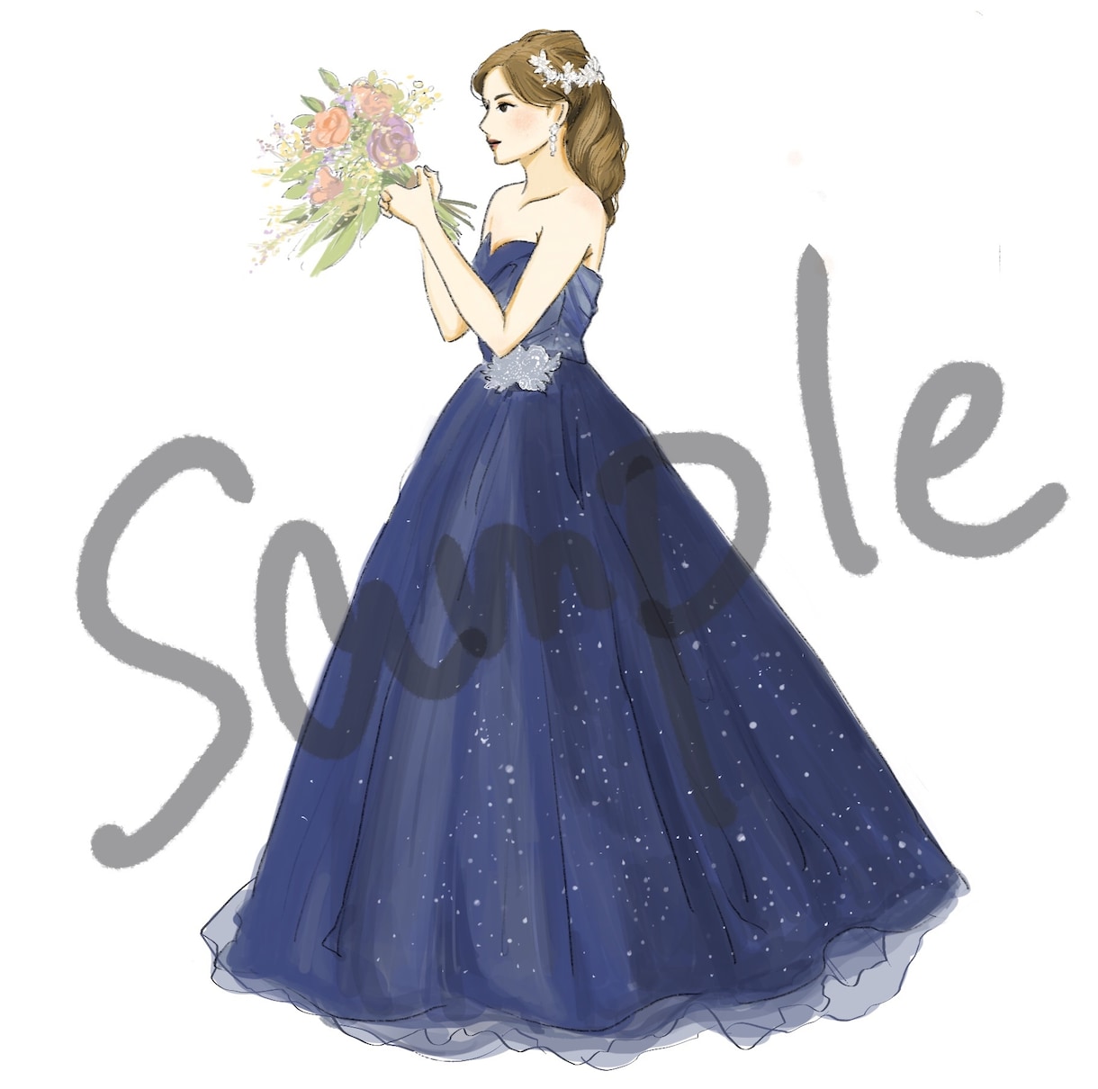 ウエディング・ドレス・カップルイラストかきます 結婚式や前撮り、ふたりの思い出などのイラストをかきます イメージ5