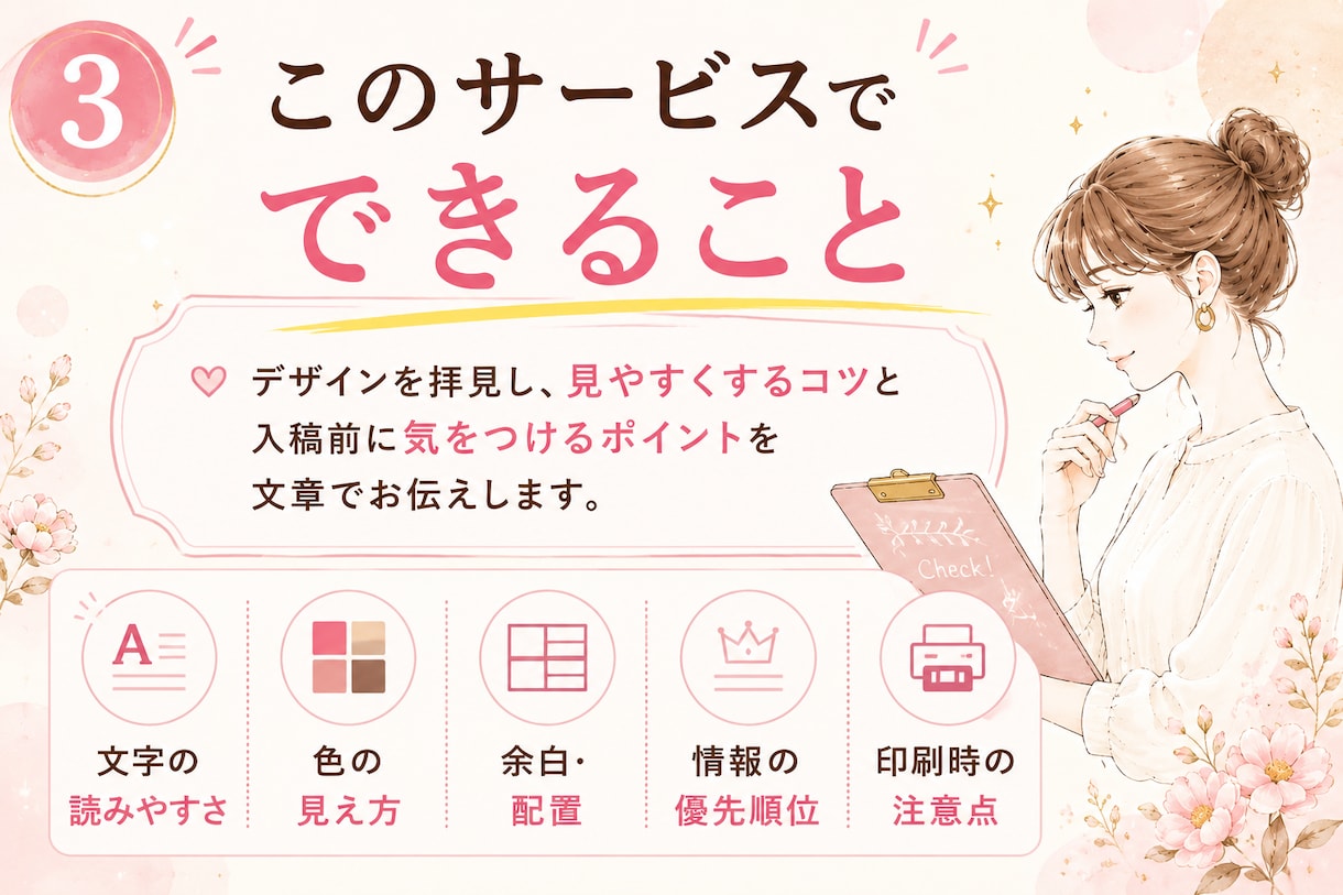 入稿前の不安と印刷物のコツ教えます 自作デザインの入稿前不安をプロ目線で解消します イメージ3
