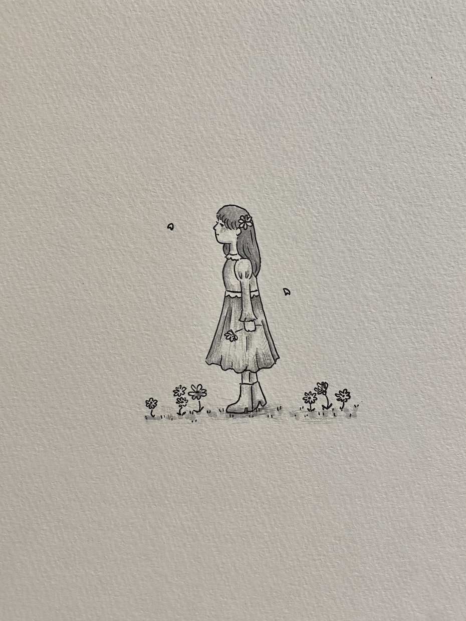 可愛らしい女の子のモノクロイラストを制作します 可愛らしいお伽話に出てきそうな女の子のイラストです。 イメージ2