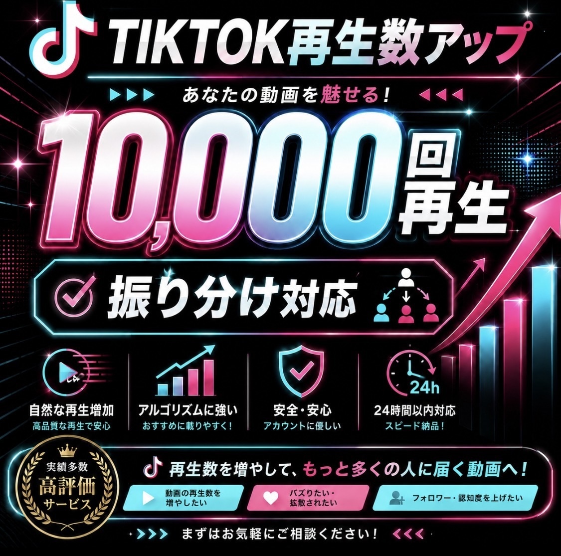 TikTok再生数＋10,000増やします TikTok再生回数増加させて認知アップ！ イメージ1