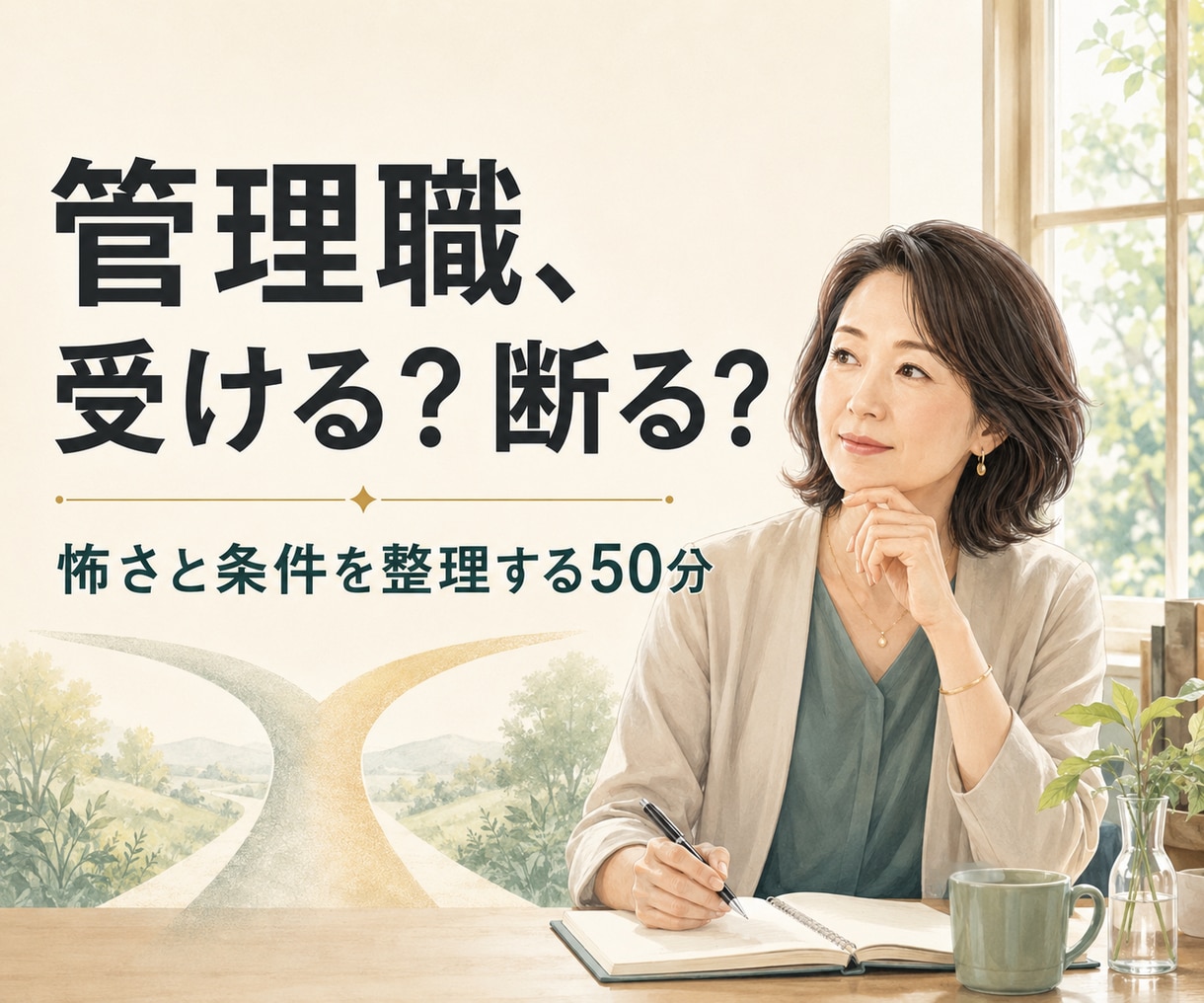 管理職を勧められた女性の怖さと条件を整理します 「私には無理！」の前に、納得できる選択が何かを一緒に考えます イメージ1