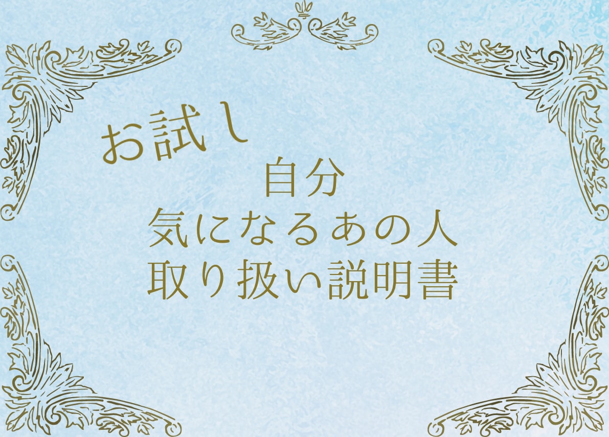 ワンコインからトリセツ作ります トリセツとして気になる項目のみ選べるお試し鑑定です イメージ1