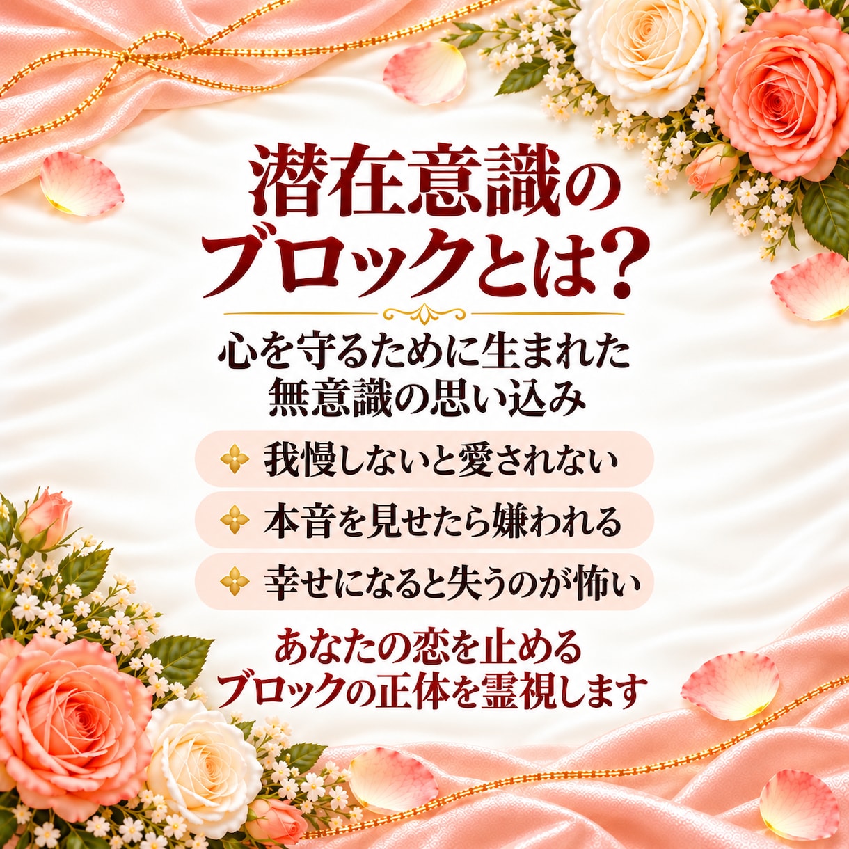 愛される恋を拒む潜在意識の呪縛を霊視で解きます 幸せを遠ざける心のブレーキ。潜在意識のブロックを特定します イメージ3