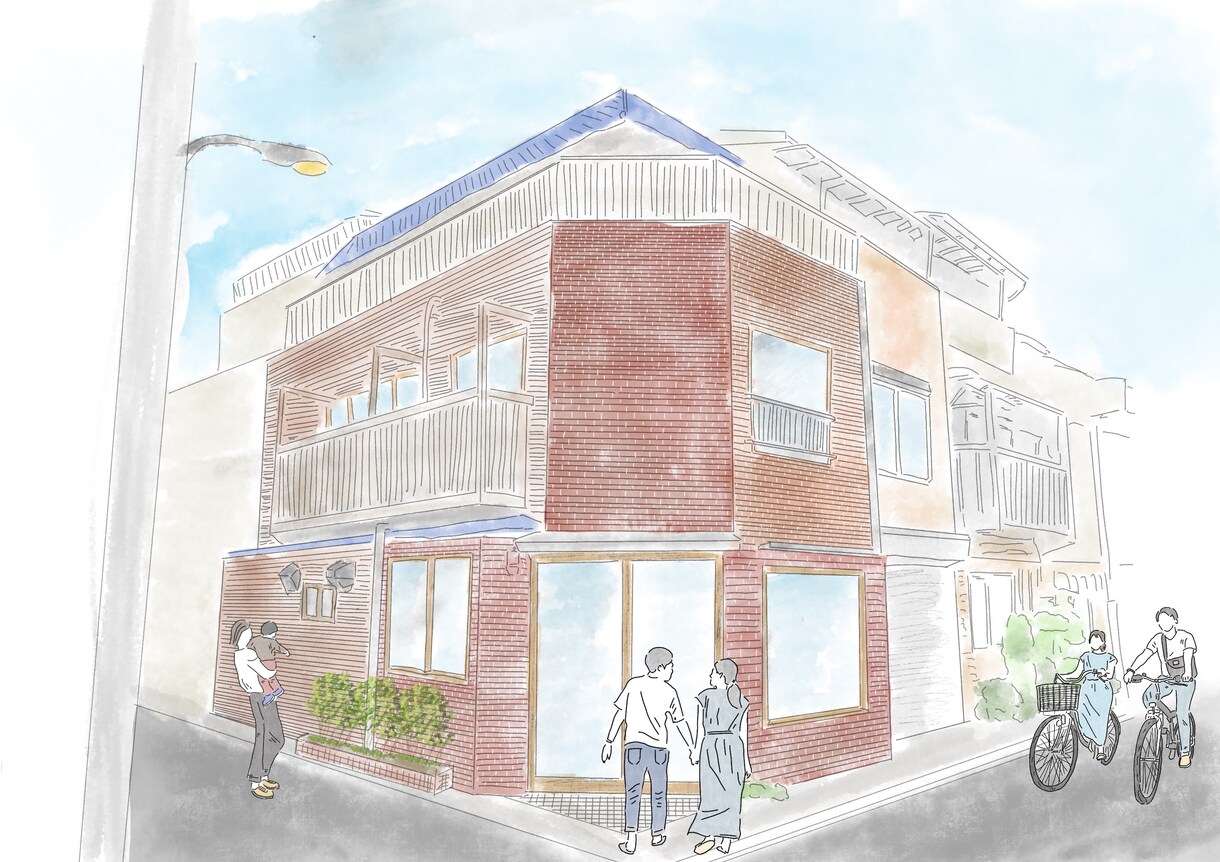 建築パース、写真を水彩ラフスケッチで作成します 学校の課題にも！外観パースを柔らかいイメージで作成 イメージ3