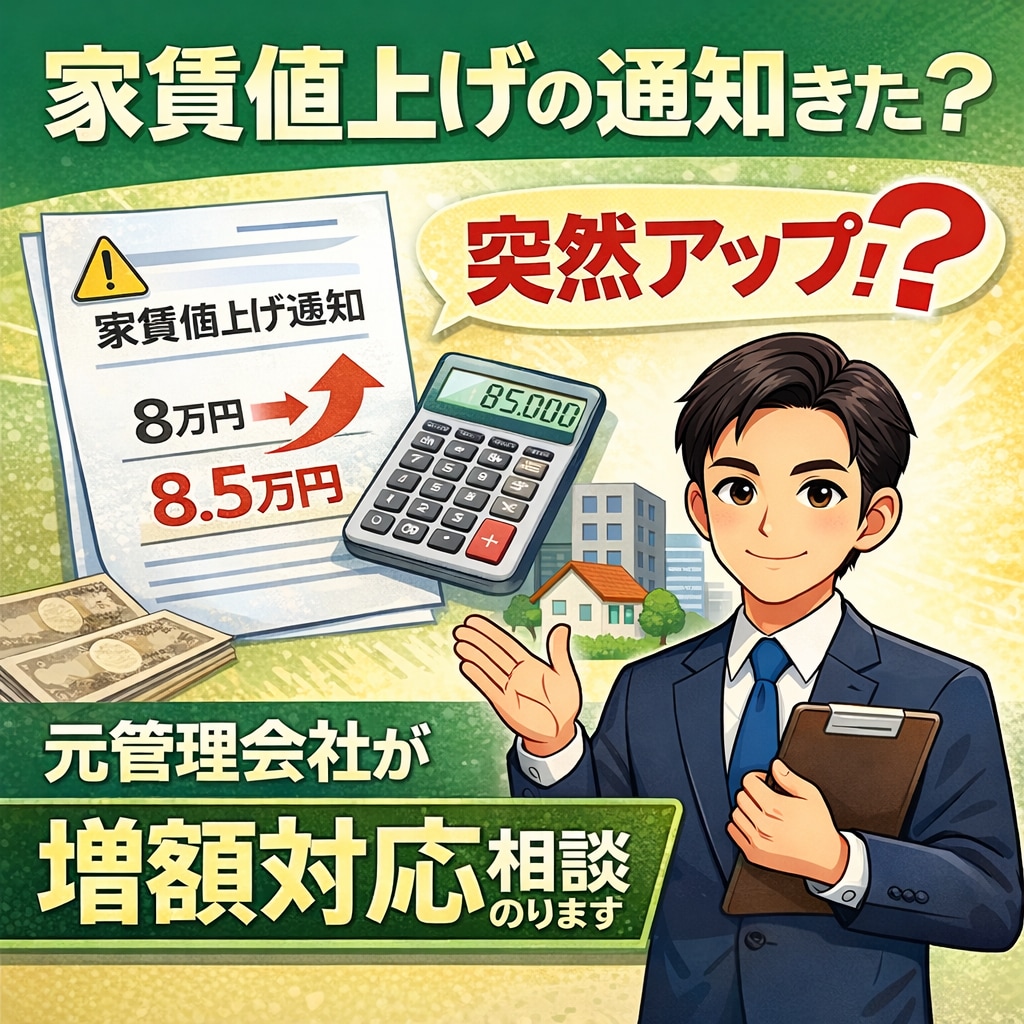 突然の家賃値上げ、対応相談のります 家賃値上げの通知きた？元管理会社が増額対応相談のります イメージ1