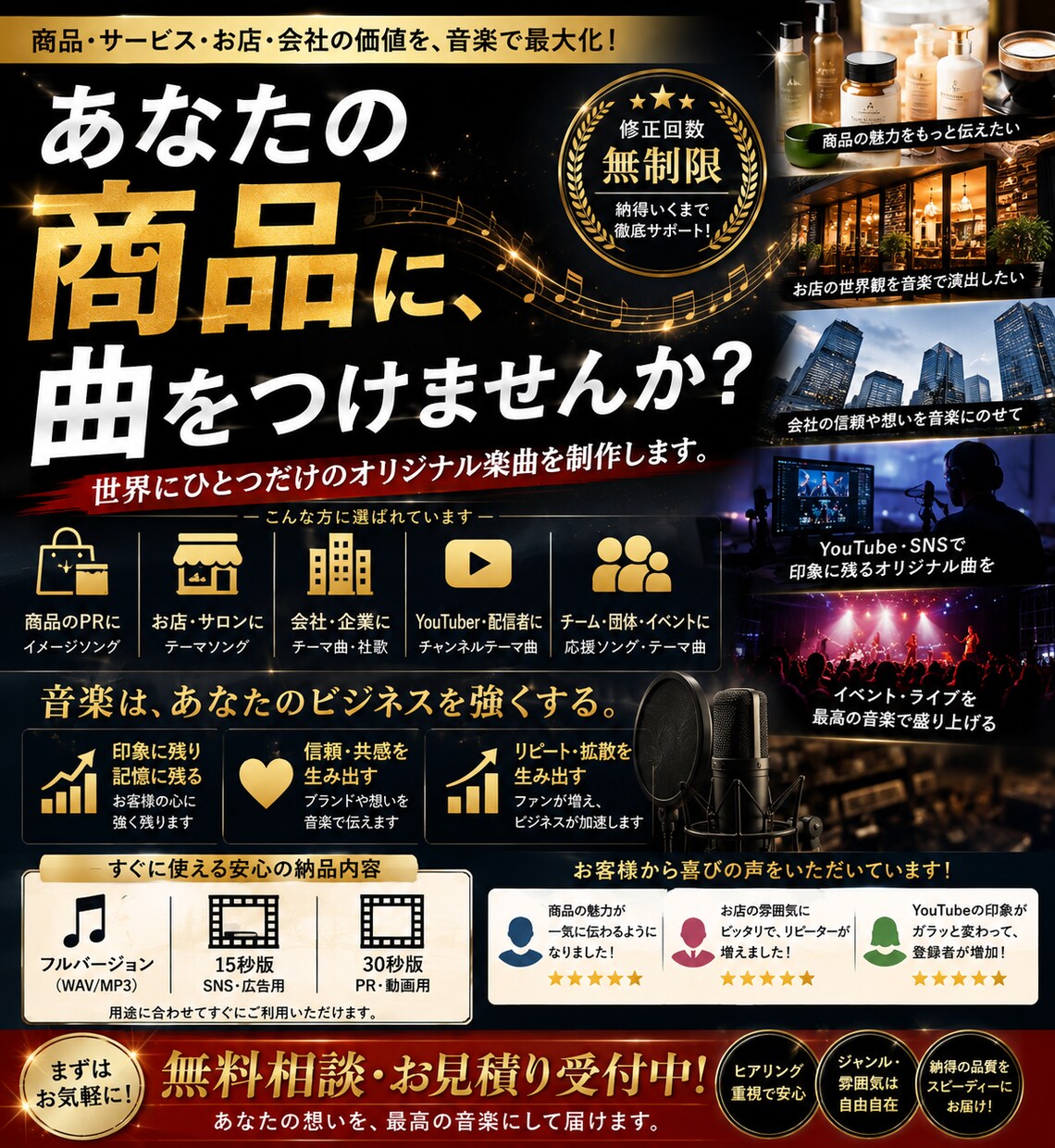 貴方の商品に曲を付けます 商品・サービスの魅力を音楽で記憶に残します イメージ4