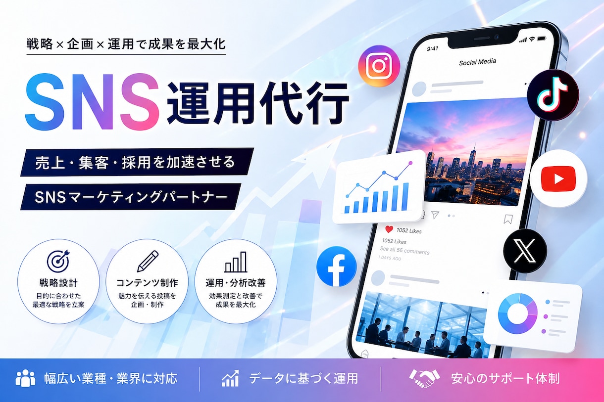 採用、認知拡大に応じてSNS運用を代行します 【法人化前の限定枠】一気通貫代行。採用・集客の資産構築に伴走 イメージ1