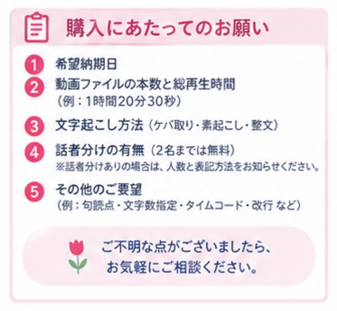 格安で動画・音声の文字起こしします 丁寧な文字起こしを低価格で承ります イメージ5