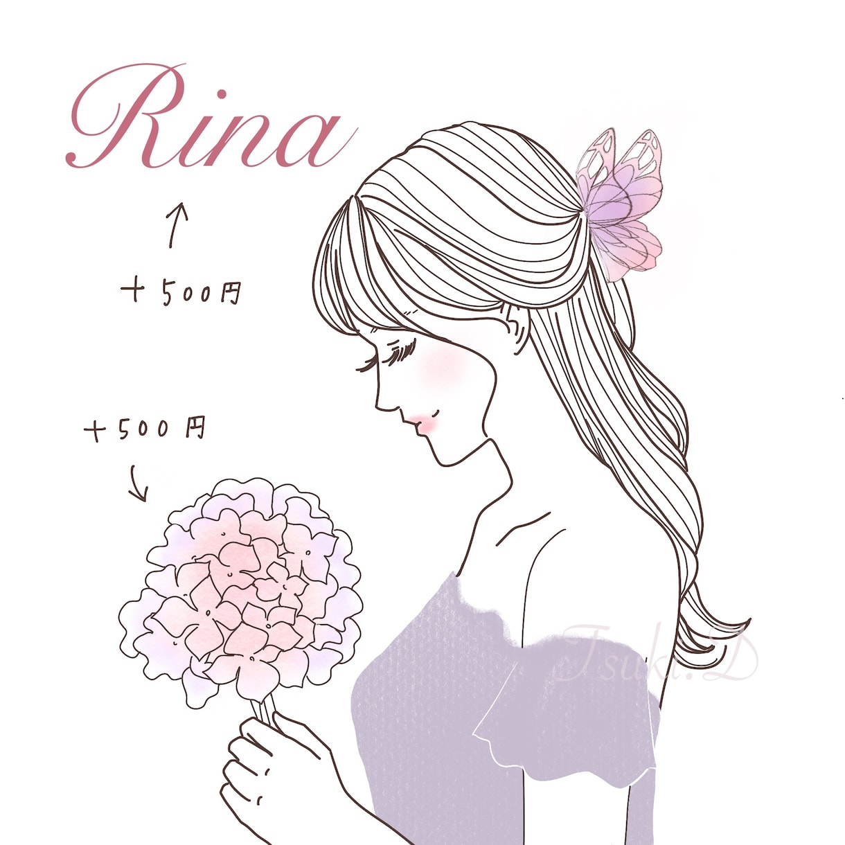 おしゃれな線画アイコンイラスト描きます 顔出しNGな方に♪後ろor横顔の線画イラストです。 イメージ4