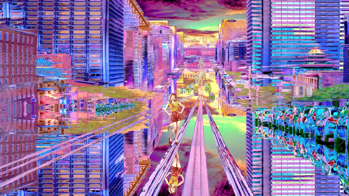 地面を鏡にした鏡面反射の世界に貴方の姿を合成します 私しか作る事が出来ない鏡面反射の世界に貴方を送り込みます イメージ1