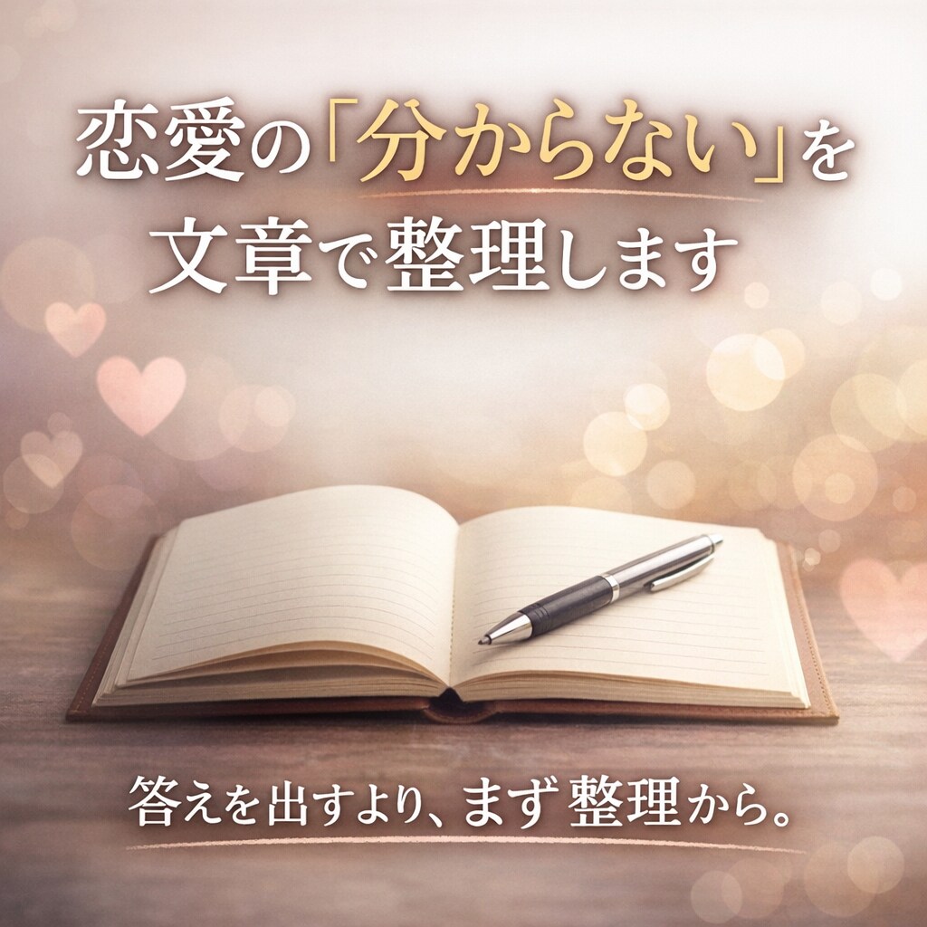 恋愛の「分からない」を文章で整理します 答えを出すより、まず整理から。 イメージ1