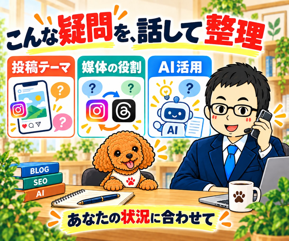 Instagram・Threadsを電話相談します 投稿ネタ・プロフィール・AI活用を電話で一緒に整理 イメージ2