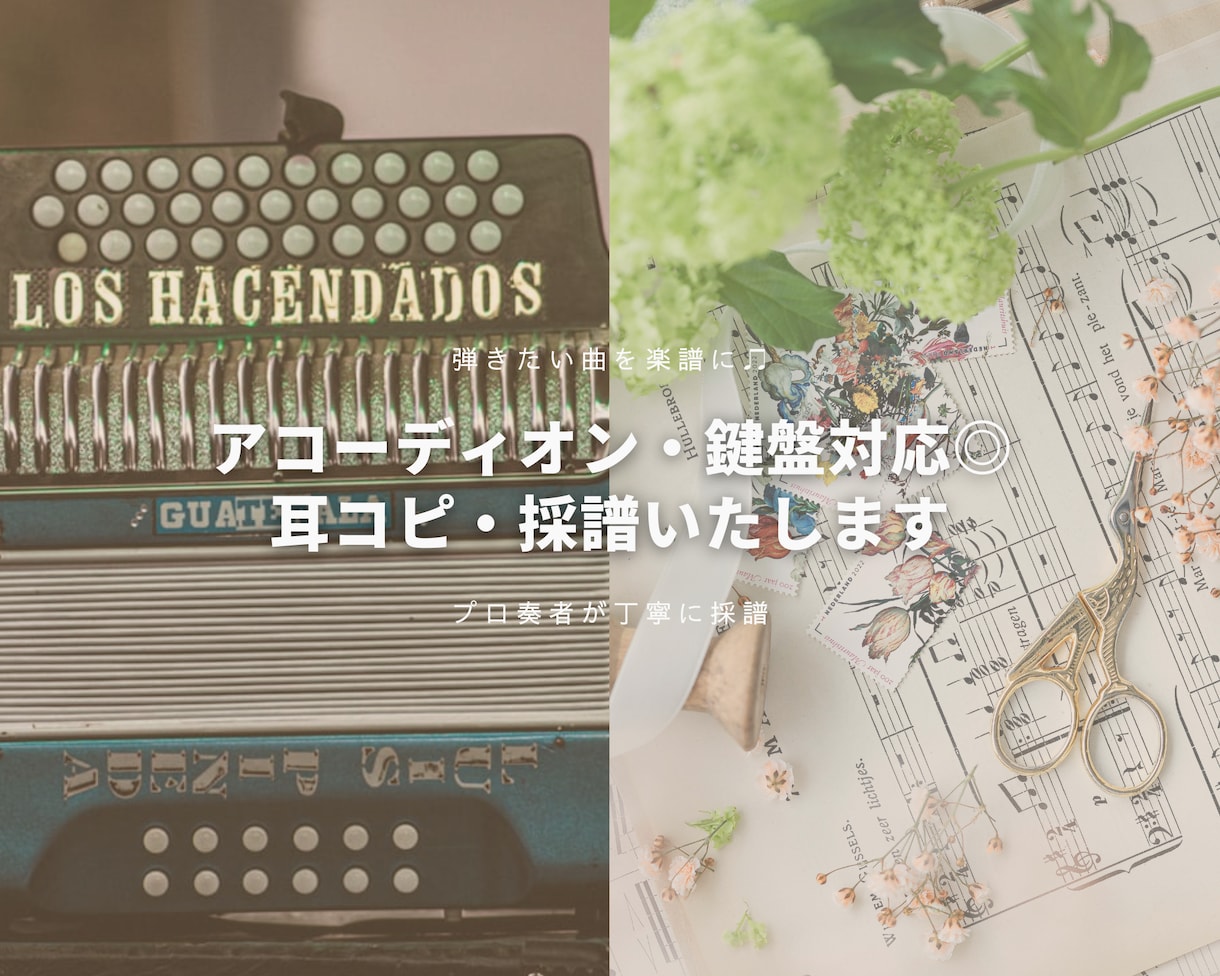 アコーディオン対応◎ 鍵盤楽器の楽譜を作成します 作曲と演奏の両面からサポート。安心して使える楽譜を イメージ1