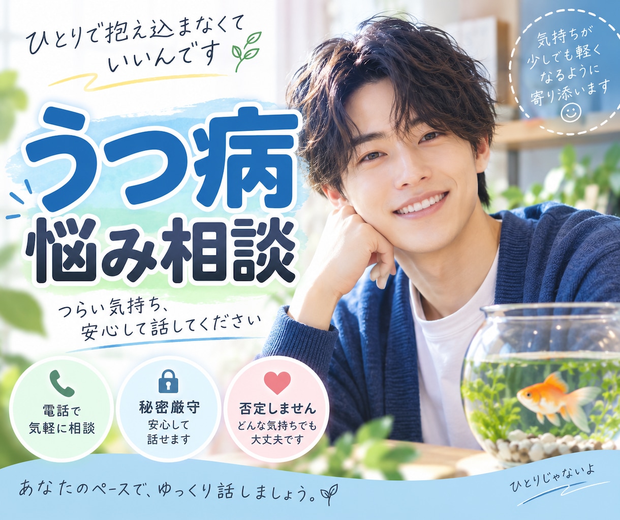 20代うつ病経験男が精神疾患の悩みに寄り添います 今とっても不安でも大丈夫。一度、僕に吐き出してみませんか。 イメージ1