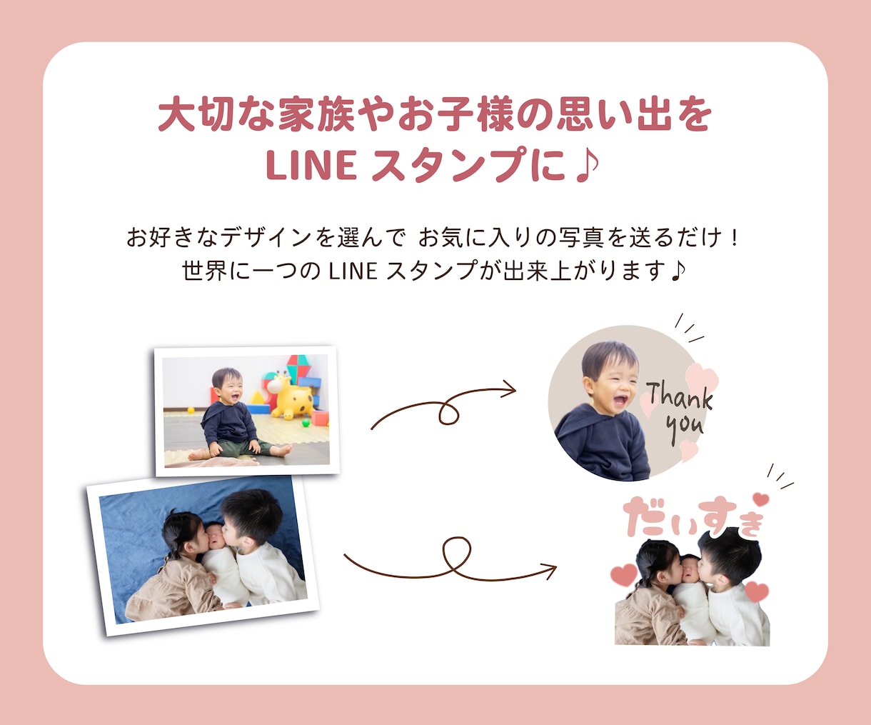 写真を送るだけ！オリジナルスタンプ作成します お子様や家族の写真をLINEスタンプに！★プレゼントにも★ イメージ2
