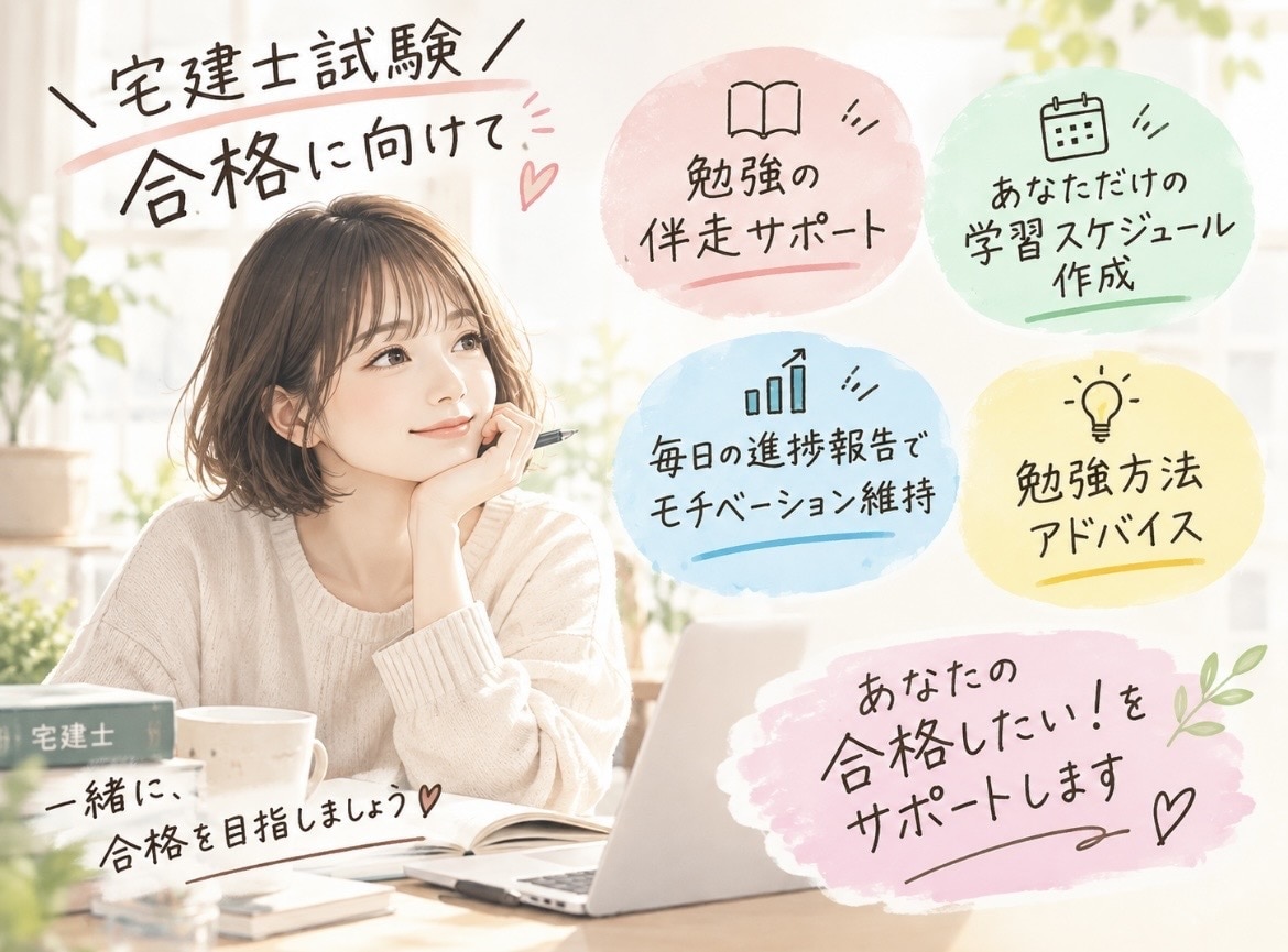 宅建 1ヶ月あなた専用の学習計画を作って伴走します 学習スケジュール作成と見守り、1ヶ月間、合格に向けて伴走 イメージ1