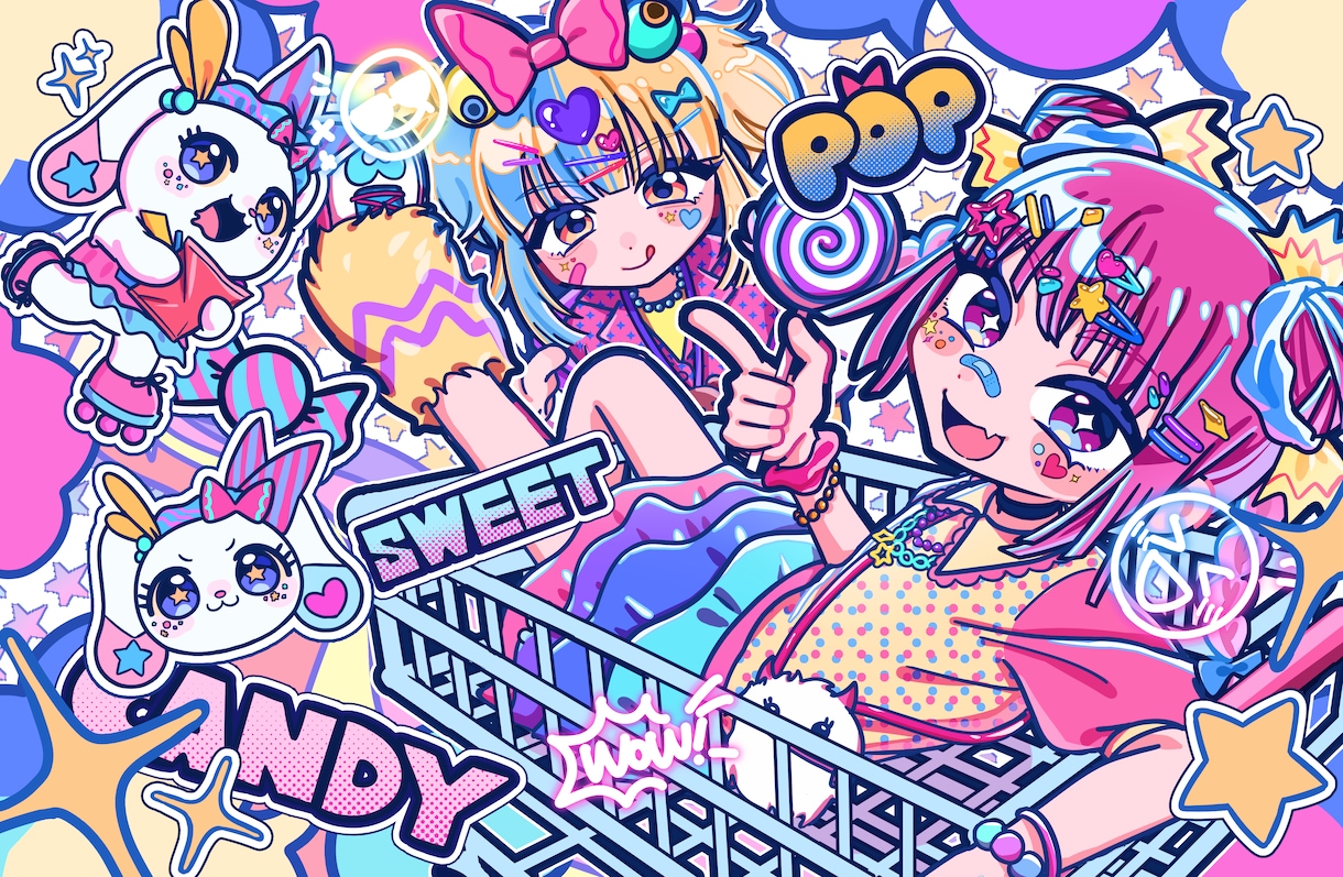 ポップでかわいいアイコンイラストや1枚絵を描きます ポップ＆ビビッド！SNS用アイコン・一枚絵制作します イメージ1