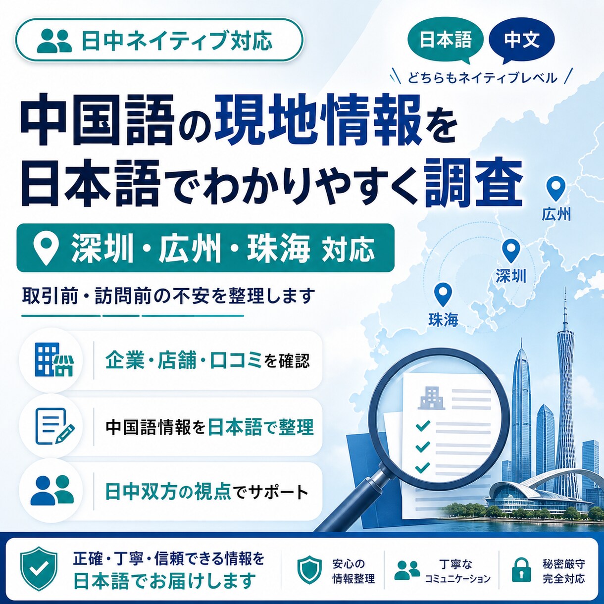 中国語の現地情報を日本語で調査します 日中ネイティブが取引前の不安を整理します！ イメージ1