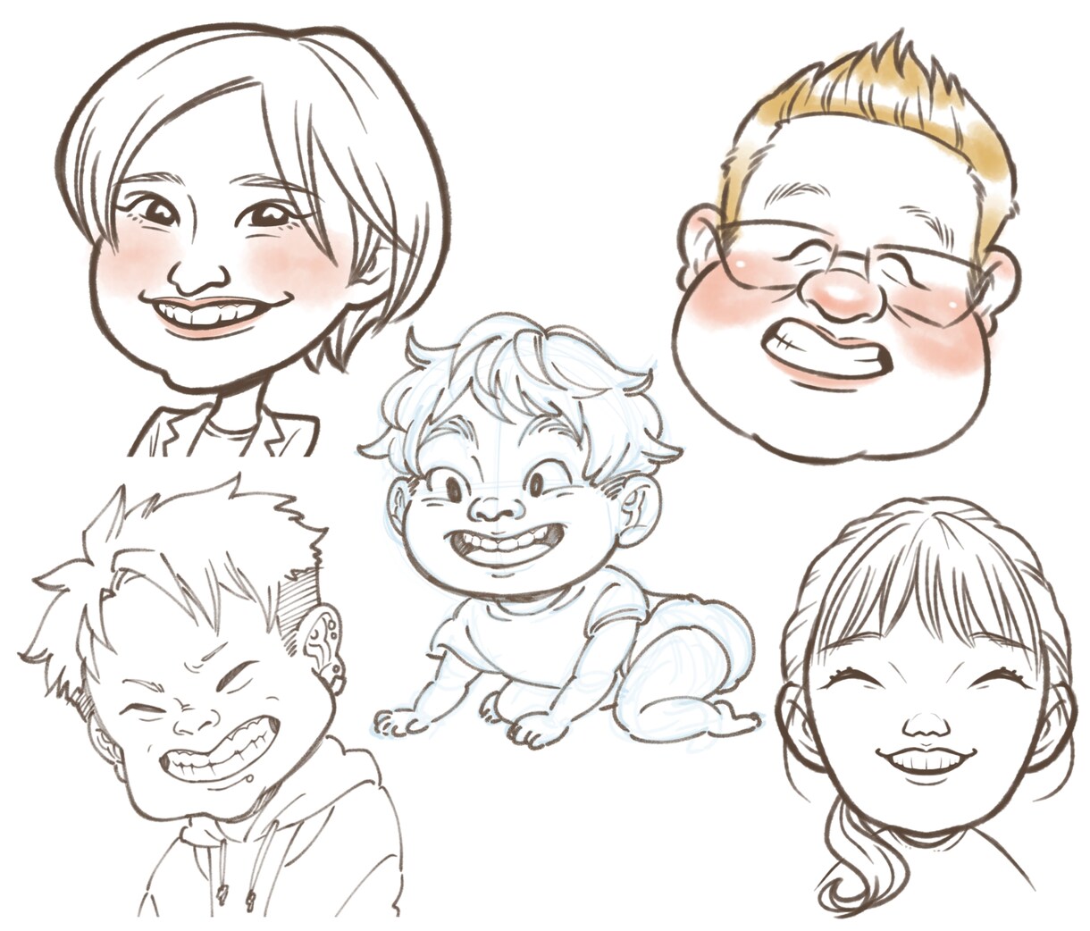 商用OK！デジタル似顔絵お描きします 記念日の贈り物に♪アイコンや名刺にも使える選べる絵柄 イメージ7